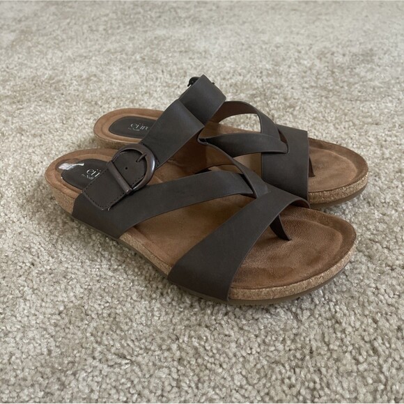 Eurosoft Sandal Womens 9M Brown Gianetta Open Toe Slip On Casual Faux Leather - Picture 2 of 6